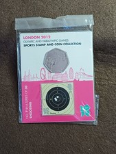 LONDON 2012 OLYMPICS SHOOTING FIFTY PENCE COIN IN DISPLAY FOLDER