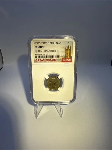 (1953‑1970) Great Britain 6 Pence Queen Elizabeth II – NGC Slabbed – Genuine