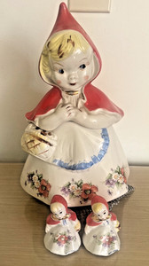 VTG HULL Rare Poppy Version #135889 Little Red Riding Hood Cookie Jar + Shakers