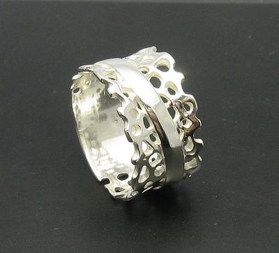 Stilvoller Sterling Silber Ring massiv 925 großes Band R000602 Kaiserin