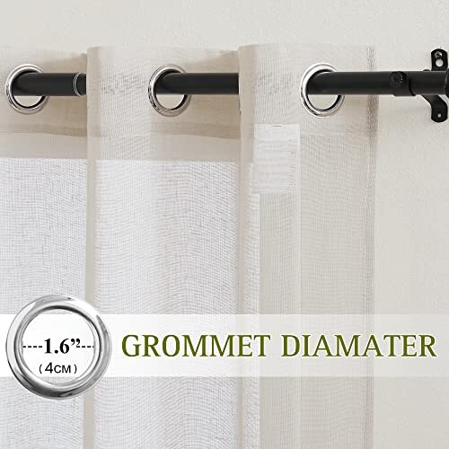 48 inch Curtains 2 Panels Set for Kitchen, Grommet Semi W36 x L48 Natural - Bild 2 von 6