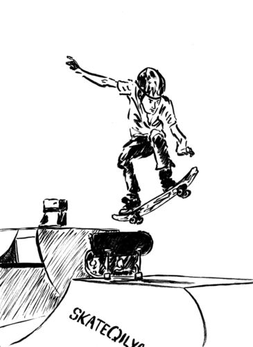 "Overcoming Obstacles"—Terrence Ho | Ink on paper drawing 11"x15"