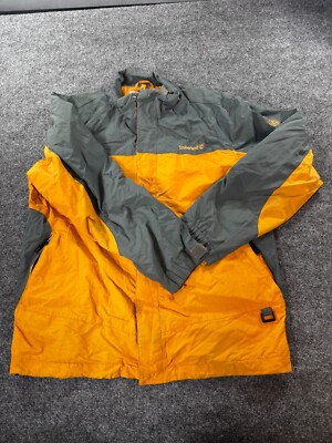 Timberland Jacket Men's Size Medium Yellow Gray Lined Mock Neck Full Zip Jacket