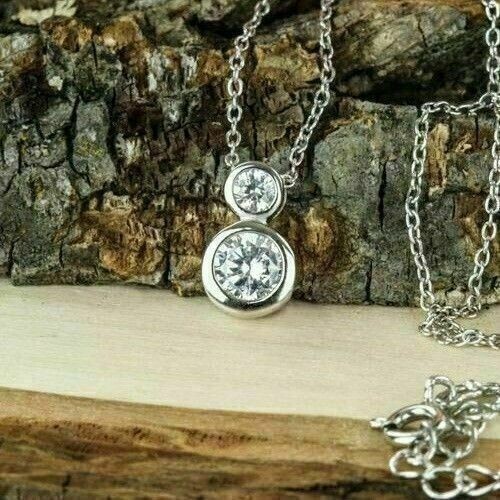 Round Cut Simulated Diamond 14K White Gold Plated Women's Stunning Fancy Pendant