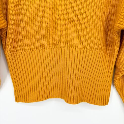 & Other Stories Long Rib Sweater Chunky Knit Crew Neck Wool Blend, Size S Yellow - Picture 3 of 9