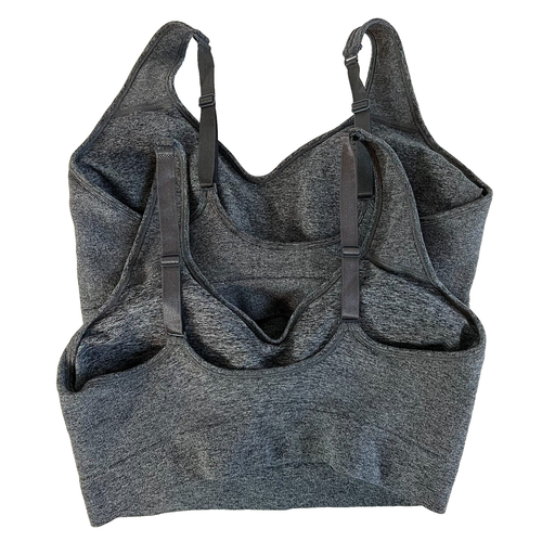 (2) Puma Sports Bras XL Grey Heather Spacedye - Picture 2 of 6