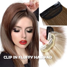 Topper Hair Piece Clip In Pad Real Remy Human Hair Extensions Fluffy Short Patch