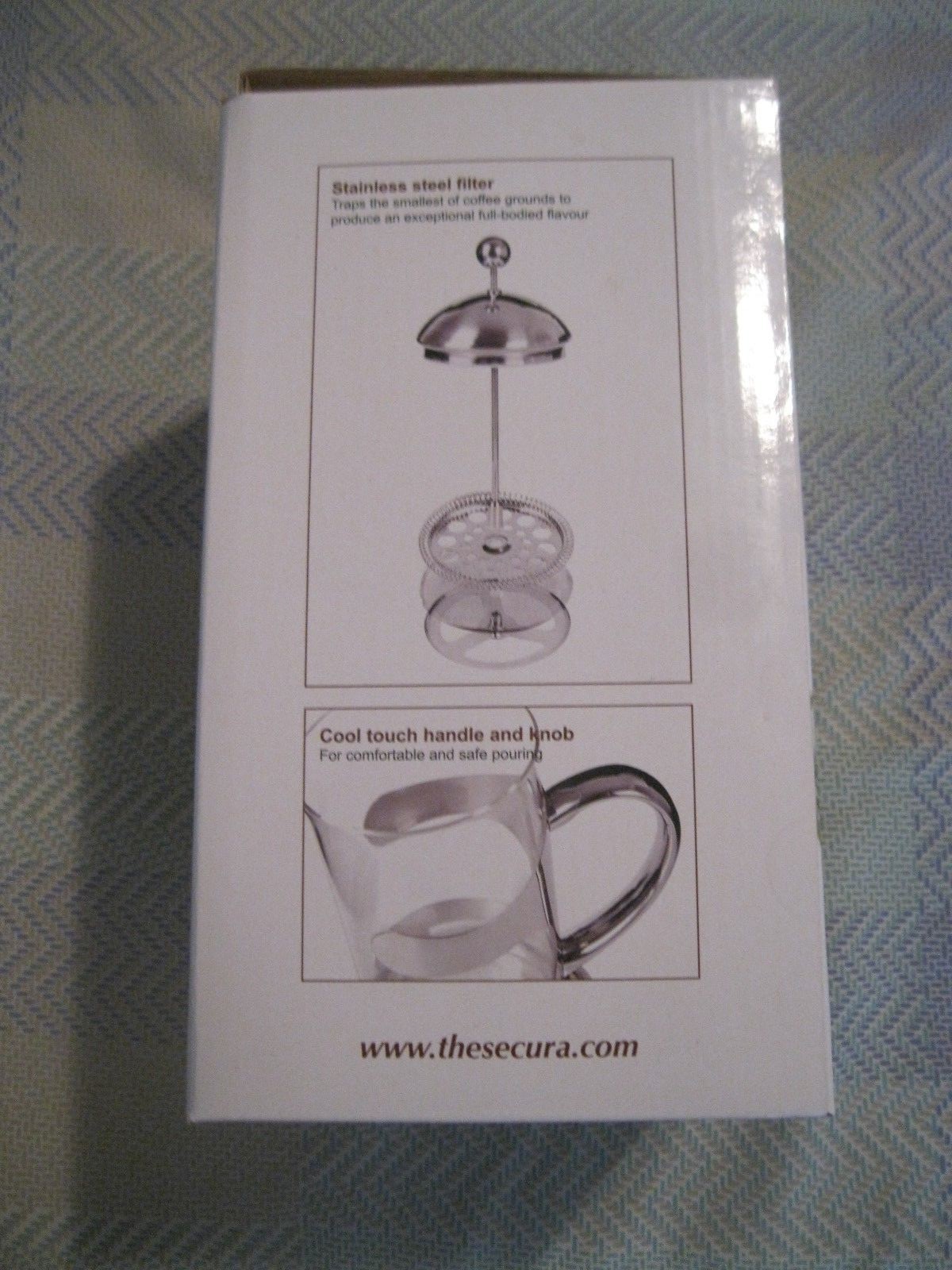 Secura 1 Liter Glass French Press Coffee Maker 34oz SS Screen Filter - NIB