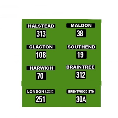MODELLBUS WASSERRUTSCHTRANSFERS 1:76 EASTERN NATIONAL T TYPE DESTINATIONEN SET 1