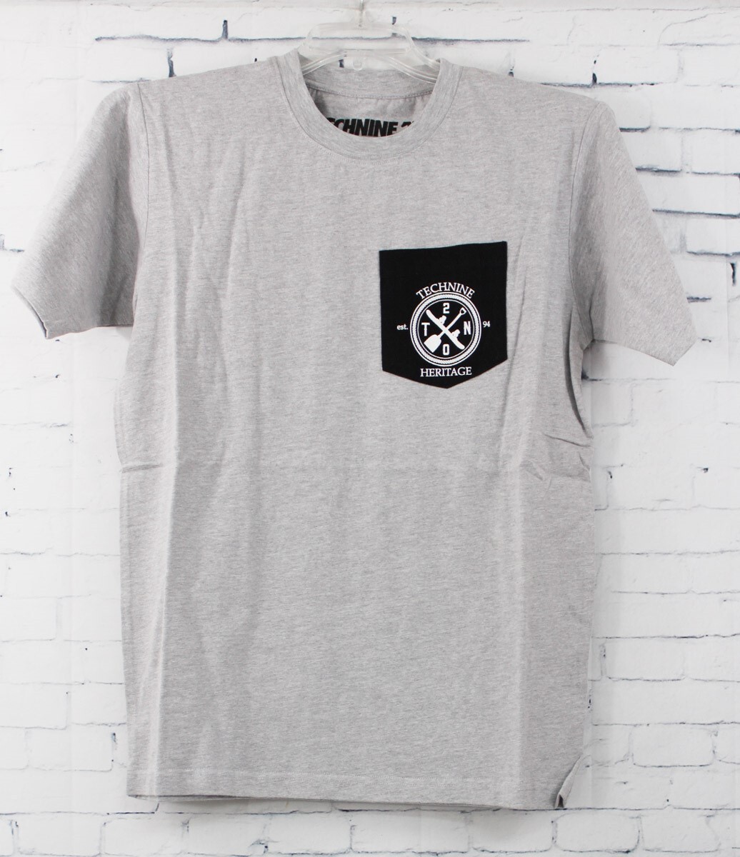 Мужская футболка с короткими рукавами и карманами New Technine Heritage средний спортивный цвет серая 3290₽