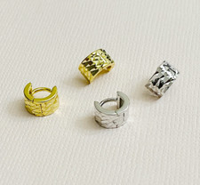 S925 Sterling Silver Diamond-cut Faceted Small Round Hoop Earrings