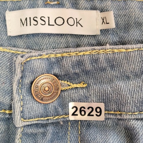 MISSLOOK Jeans Womens XL Floral Straight Baggy Highrise Leg Boho Y2K Denim 36×29 - Picture 8 of 8