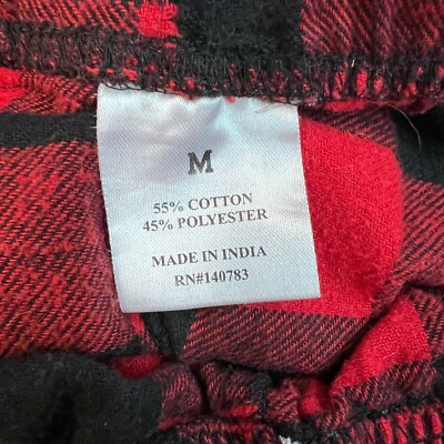 Womens Flat Front Elastic Waist Buffalo Plaid Pull On Red Pajama