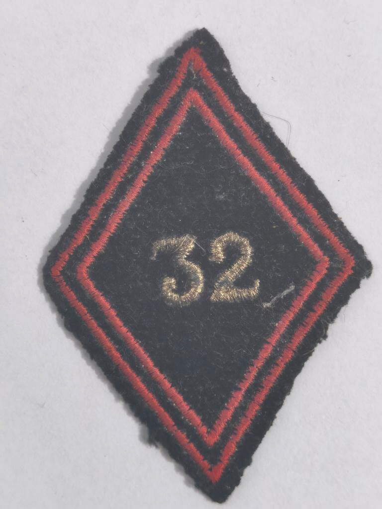 Francia después de 1945, insignia de tela/espejo de cuello "32", Spahis, tropa colonial,
