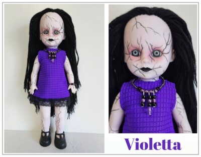 HM Clothes fits LIVING DEAD DOLL Purple Goth DRESS & JEWELRY FASHION NO DOLL d4e