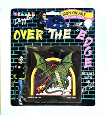 VINTAGE NEW 1991 DRAGON OVER THE EDGE IRON ON PATCH ART DIZZLE 90's MONSTER SET