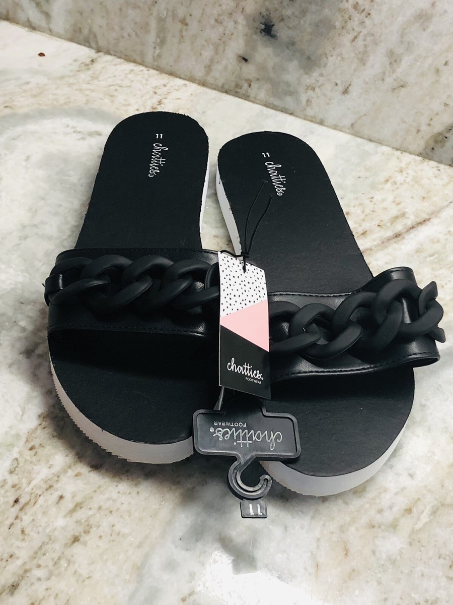 Chatties Footwear Womens Black Chsaw0018 Sandals Size 11