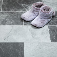 Storm Tile Vinyl Flooring 2m / 4m Width Cushioned Lino Roll Flooring Tile Effect