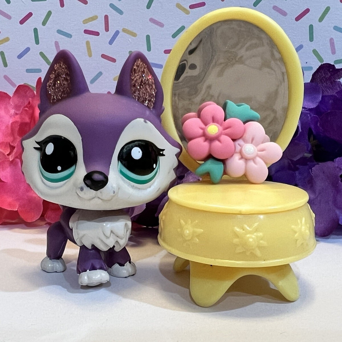 Authentic Littlest Pet Shop LPS 2297 Glitter Sparkle Husky Dog