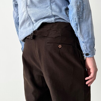 Mens Antique 1920s German Workwear Brown Faded Buckle Back