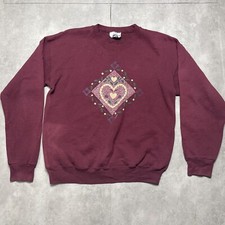 vintage lee crewneck sweatshirt large made in usa grandmacore maroon heart