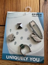 Crocs Shoes Charm Elevated Silver Sport 5 pack Uniquely You Dog Paw Stud