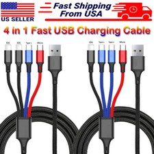 4 in1 Multi USB Charging Cable Fast Charger Cord For iPhone/Samsung/Type C/Micro