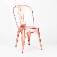 TOLIX INSPIRED METAL DINING CHAIR COPPER ROSE GOLD INDUSTRIAL STACKABLE SEAT