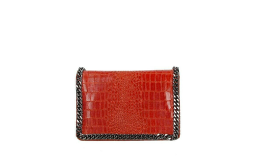 Italian Genuine crocodile print shoulder bag with chain strap - red - Picture 5 of 9