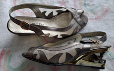 Ladies shoes with unusual heel shape - size 37 - grey/bronze colour