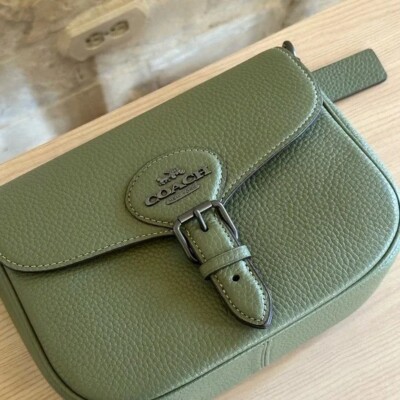 Coach Amelia Saddle Crossbody Small Bag Pocket Pebble Leather