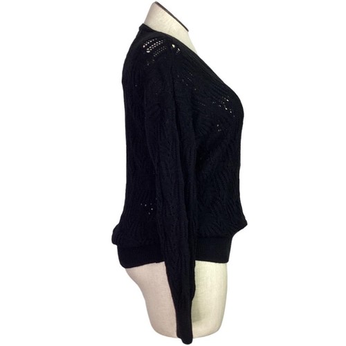 Merokeety Wrap Sweater Women XL Black Deep V Neck Long Sleeve Crochet Knit NEW - Picture 8 of 11