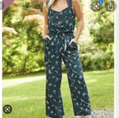 NWT METILDA JANE JUMPSUIT SIZE SMALL DRAGONFLY AND BUTTERFLY PATTERN FULL LENGTH
