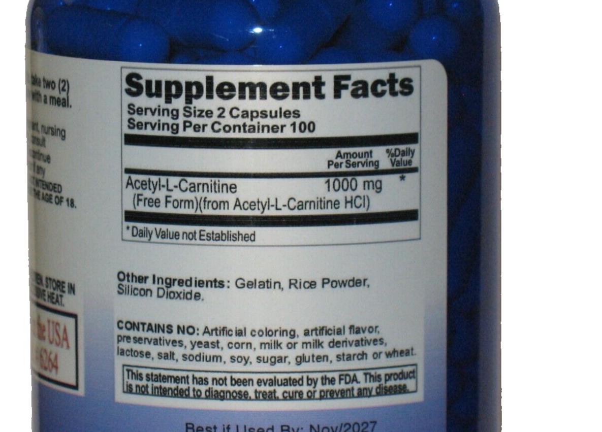 Acetyl L-Carnitine 1500mg Energy- Chronic Fatigue- Focus- 200 capsules |  eBay