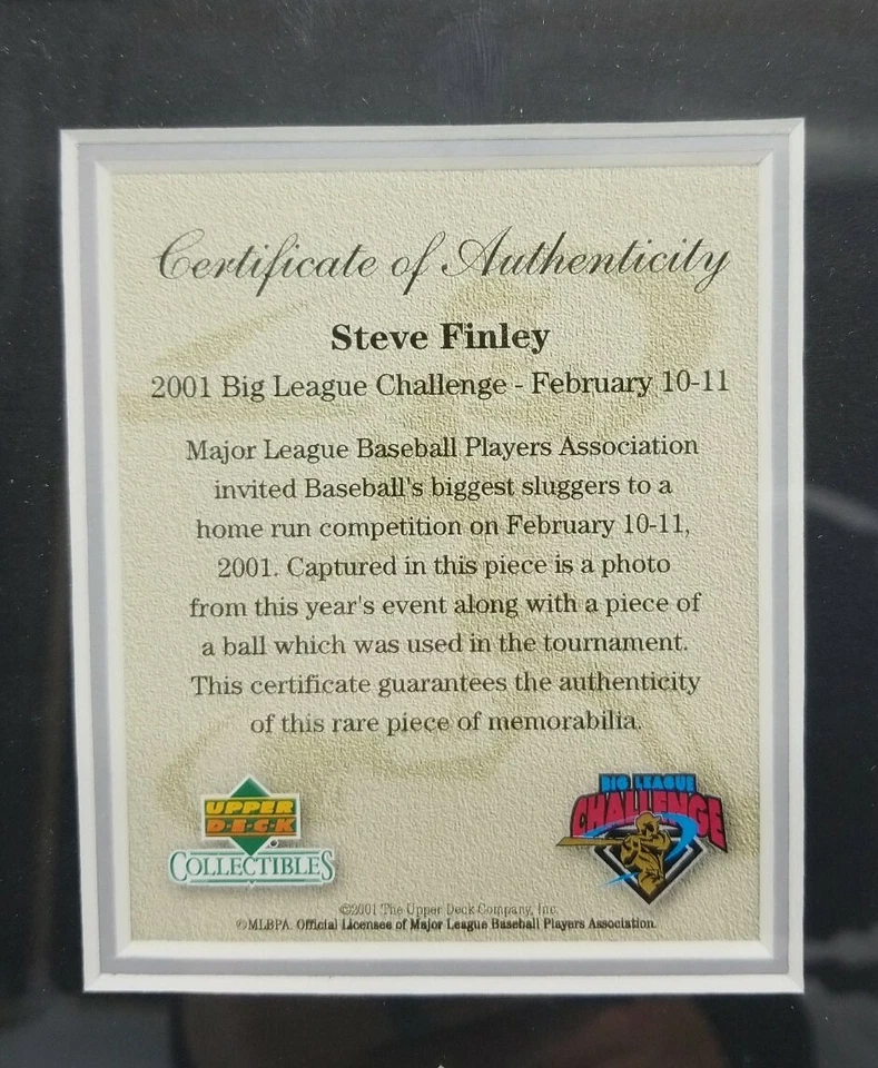 2000 Upper Deck STEVE FINLEY Big League Challenge 8x10 Framed Piece of Baseball - Image 4 of 4