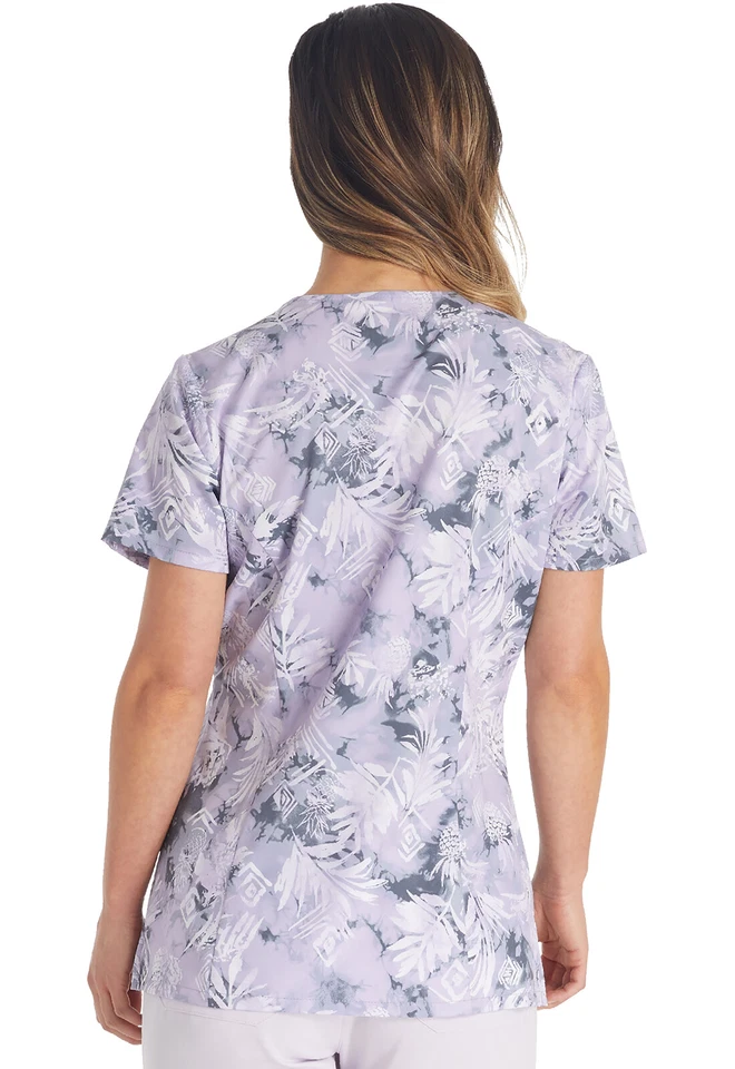 Dickies Women's Scrubs V Neck Print Top DK616 TPDS Tropic Distress Free Ship - Image 4 of 4