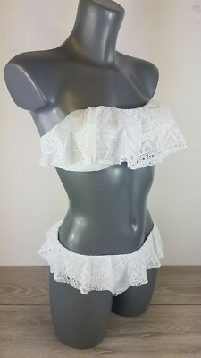 First And I Filacey Rüschen Bikini Set Oberteil & Unterteil MEDIUM SNOW Weiß 