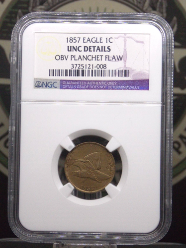 1857 Flying Eagle Cent *PLANCHET FLAW* 1c NGC UNC Details #008 Unc ECC&C, Inc. - Picture 4 of 6