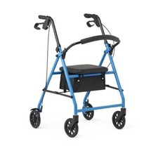 Medline Basic 8in Steel Rollator Rolling Walker Sky Blue