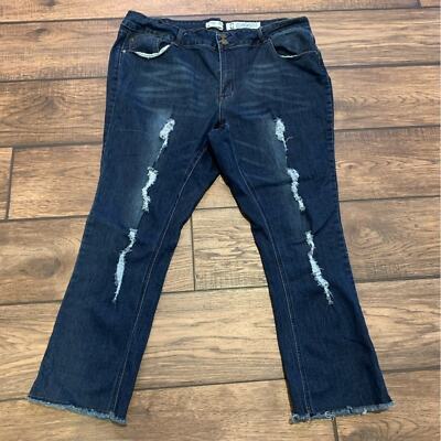 Indigo Rein Crop Distressed Blue Denim Wash Mom Jeans High Rise