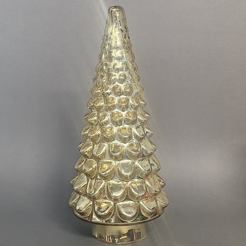 Large 14.5" Gold Mercury Glass Tiered Christmas Tree Retro Decor Collectibles - Imagen 5 de 15