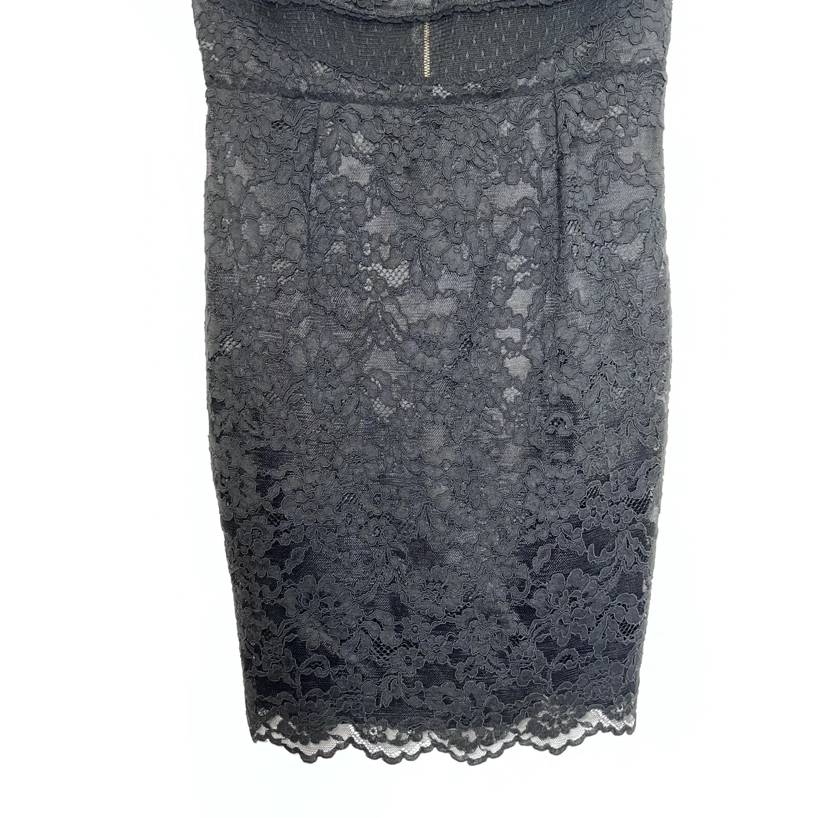 UNDERCOVER Abito Victoria Secret taglia 8 pizzo maglia trasparente core cut out nero bodycon tubino O