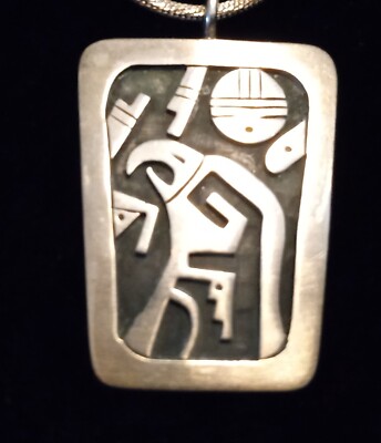 Native American Hopi Sterling Falcon Pendant with Chain Signed  