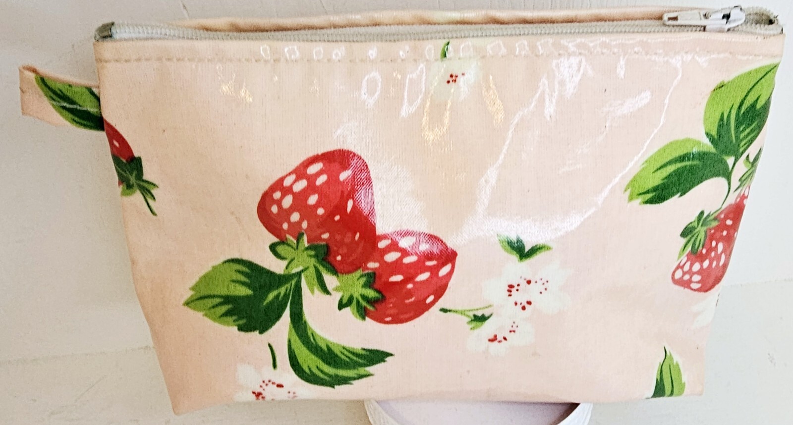 Cath Kidston Zipper Pouch Purse Strawberry Oil Cloth Cosmetics Pencil