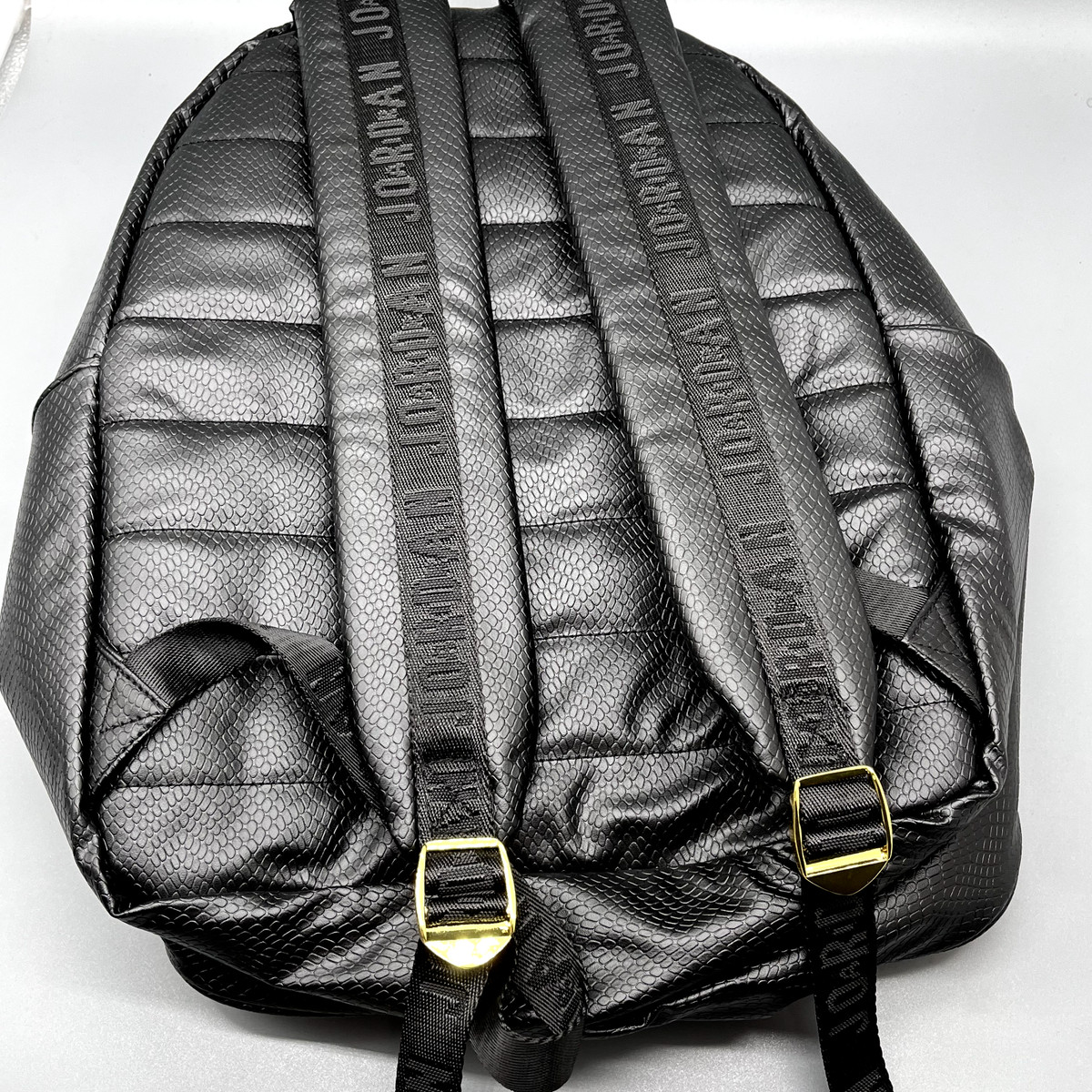 Nike AIR JORDAN FAUX LEATHER REGAL BACKPACK -Black/Gold -Monogram 