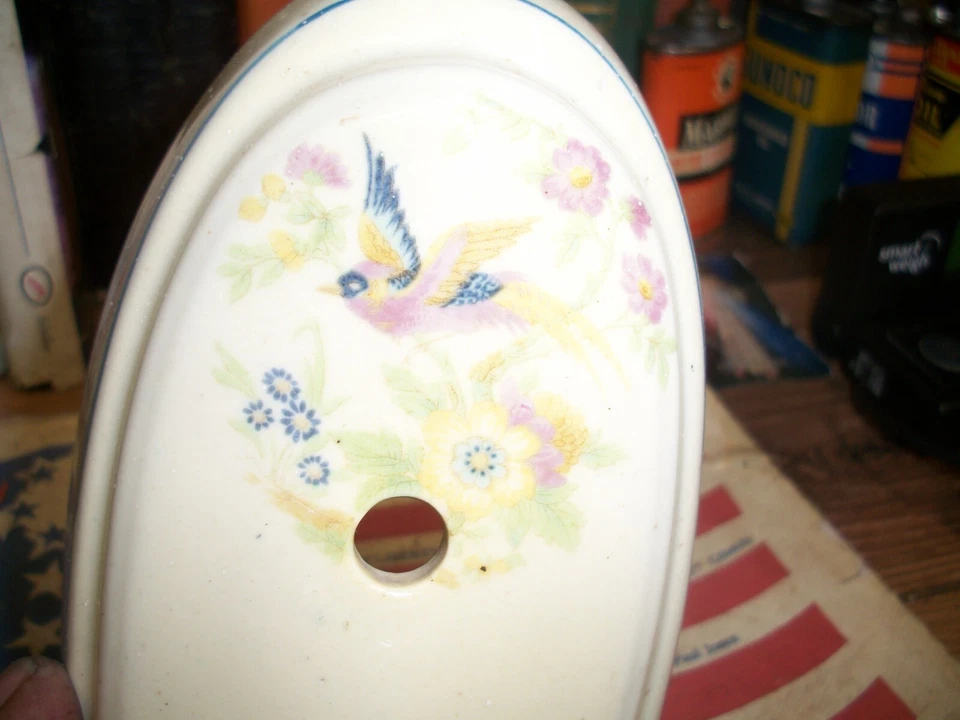 Aplique de pared de porcelana de cerámica de colección azul J lámpara floral cadena de tracción de 1900 Foto 4 de 4