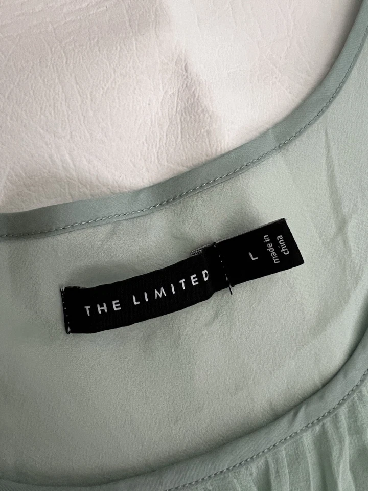 The Limited Pleated Mint Green Top 100% Silk Size Large Sheer Babydoll Y2K - Image 3 of 4