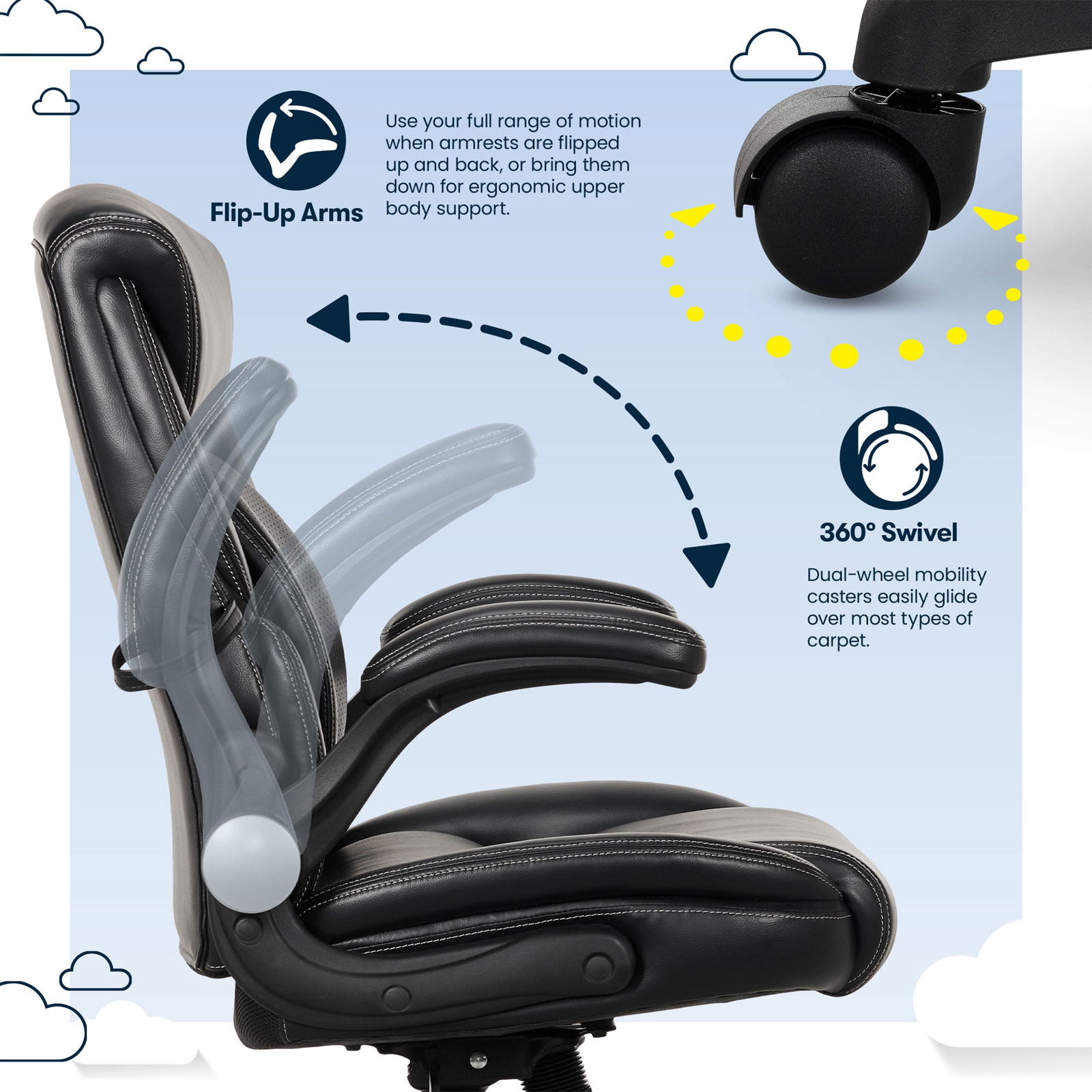Serta Air Lumbar Bonded Leather Manager Office Chair, Black eBay