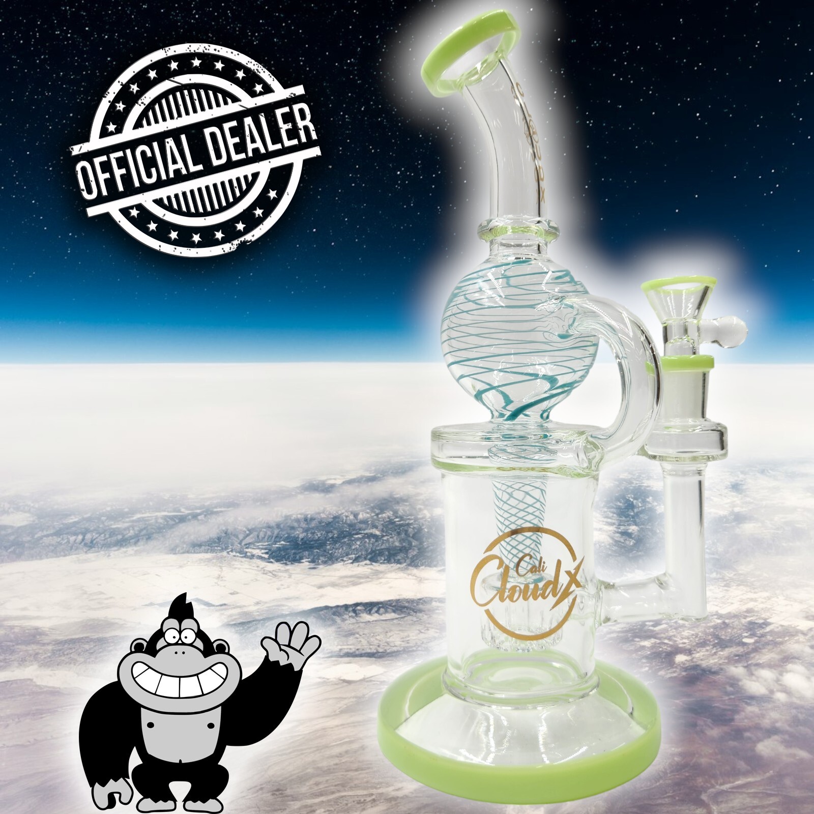 10" Cali CloudX GREEN Bong RECYCLER PERCOLATOR Smoking Water Pipe Hookah