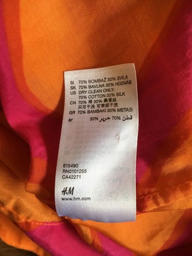 Marimekko for H&M Limited Edition Top Pink/Orange 3/4 Sleeve UK10 EUR 38 New - Picture 10 of 10